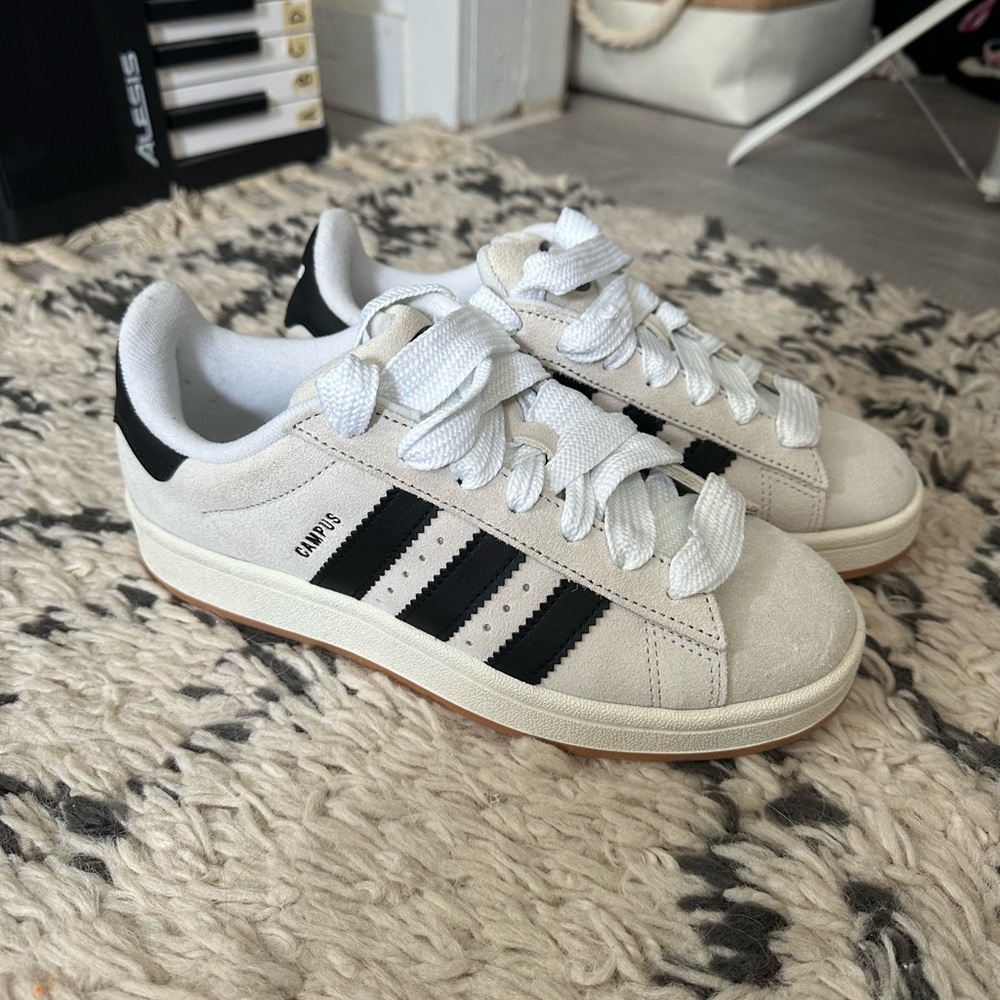 Adidas Campus White and Black Sneakers